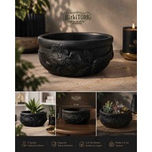 BitkiTÜRK Çiçek Motifli El Yapımı Beton Saksı | Dekoratif Modern Saksı | Bonsai Sukulent Kaktüs Teraryum