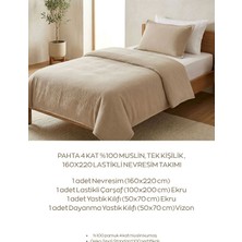 Pahta 4 Kat %100 Muslin Tek Kişilik ,160X220 Lastikli Nevresim Takımı