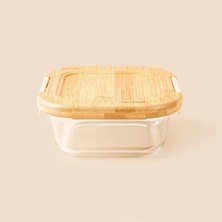 Bambum Patina Kilitli Cam Saklama Kabı - Şeffaf / Açık Kahverengi - 800 ml