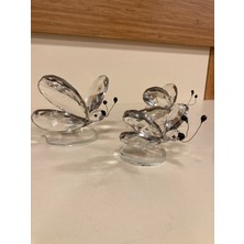 Plus Home Dekoratif Kristal 3'lü Obje Renk Şeffafa Gümüş Çapları 10-9 ve 7 cm
