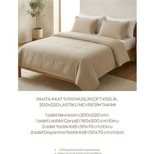 Pahta 4 Kat %100 Muslin Çift Kişilik , 200X220 Lastikli Nevresim Takımı