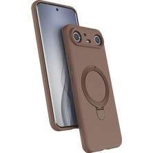 Tecno Spark Slim 5g Uyumlu Deri Görünümlü Silikon Kılıf Magsafe Şarj Özellikli Standlı  Samara Kapak