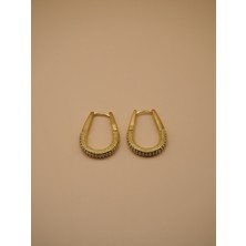 Stelle Jewelry Altın Renk Damla Form Dokulu Halka Küpe