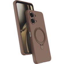 Oppo A6 Pro Uyumlu Deri Görünümlü Silikon Kılıf Magsafe Şarj Özellikli Standlı  Samara Kapak