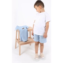 Aden Kids Erkek Çocuk Gömlek+Sweatshirt ve Cepli Şort Alt Üst Takım --Ütü Istemez--