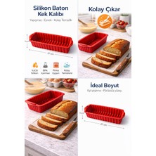 Evolis Kitchen 1 Adet Kırmızı Isıya Dayanıklı Yanmaz Yapışma Yapmaz Silikon Baton Kek Kalıbı