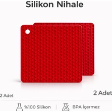 Evolis Kitchen 2 Adet Kırmızı Isıya Dayanıklı Yanmaz Yapışma Yapmaz Silikon Nihale