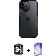 Pileli Store Pilelistore™ iPhone 15 Pro Max Kılıf Akış Çizgi Koleksiyonu - Siyah Bilvis 5in1 3D Magic Cam Ekran Koruyucu + Pvd Metal Kamera Lens - Tu
