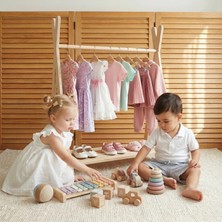 Ombi Baby Montessori Ahşap Açık Giysi Dolabı - Çocuk Elbise Askılığı