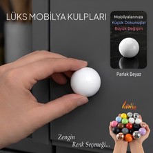 Glaswen Sert Plastik Yuvarlak Top Düğme Kulp Parlak Beyaz Dolap Mobilya Mutfak Dolabı Çekmece Kapak Kulpu Kulbu