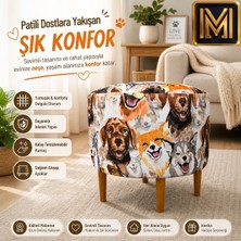 Medet Home Diday Köpek Puf F Puf Koltuk Puff Dekoratif Şık Fonksiyonel Tabure Moderndesenli Silindir Dijital Baskılı Renkli Bench Dekoratif Bohem Doğal Gürgen Ayaklı Çok Amaçlı Bahçe Ev Balkon