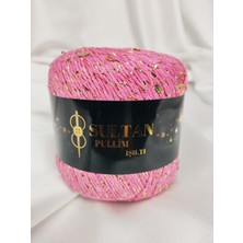 Sultan Pullim Işıltı Şeker Pembe Altın Pullu El Örgü Ipi 50GR. (4 Adet) - Renk: 2405