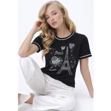 zerelle collection Kadın Taş ve Inci Detaylı T-Shirt