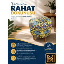 Medet Home Diday Fill Puf F Puf Koltuk Puff Dekoratif Şık Fonksiyonel Tabure Moderndesenli Silindir Dijital Baskılı Renkli Bench Dekoratif Bohem Doğal Gürgen Ayaklı Çok Amaçlı Bahçe Ev Balkon