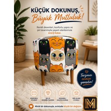 Medet Home Diday Kedii Puf f Puf Koltuk Puff Dekoratif Şık Fonksiyonel Tabure Moderndesenli Silindir Dijital Baskılı Renkli Bench Dekoratif Bohem Doğal Gürgen Ayaklı Çok Amaçlı Bahçe Ev Balkon
