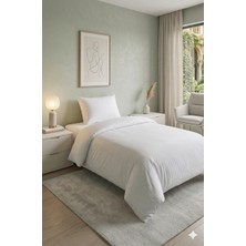 Gön Ev ve Otel Tekstili Pamuk Saten Çizgili Nevresim Tek Kişilik Lüks Yumuşak Doku 160X230