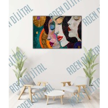 Aden Dijital Dekoratif Renkli  Sanat Kızlar Kanvas Tablo