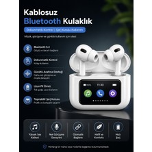 TeknolojiSA Dokunmatik Ekranlı Kablosuz Bluetooth Kulaklık LED Göstergeli Şarj Kutulu