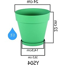 Aesco YS04 Yalı Saksı Drenaj Aparatlı Tabaklı Dekoratif Saksı 24CM, 6 Litre Antrasit
