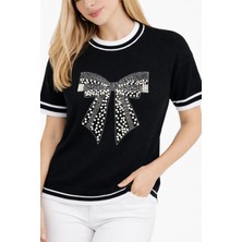zerelle collection Kadın Inci ve Taş Detaylı T-Shirt