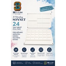 3B St Petersburg Sonnet 24 Tam Tablet (Full Pan) Mıknatıslı Kapaklı Fırça Bölmeli Sulu Boya Kutusu
