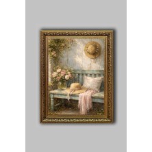 Camlı Vintage Çerçeveli Şapkalar Tablosu  - Vintage Çerçeveli Tablo - Vintage Tasarım - Çiçekli Tablo Vintage Wall Art