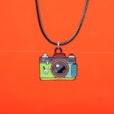 Munels Mineli Fotoğraf Makinesi Deri Ipli Kolye