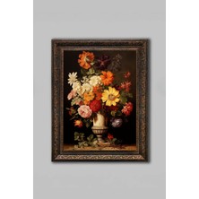 Camlı Vintage Çerçeveli Vazoda Çiçekler Tablosu  - Vintage Çerçeveli Tablo - Vintage Tasarım -   Vintage Wall Art