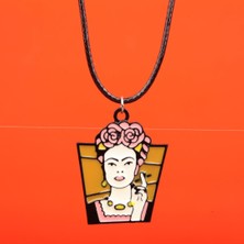 Munels Mineli Frida Kahlo Model Deri Ipli Kolye