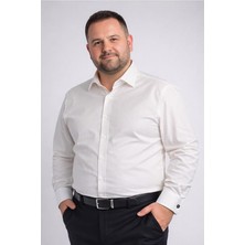 Dicotto Krem Ekstra Büyük Yaka 4 Drop Rahat Kesim Micro Kumaş Kol Düğmeli Regular Fit Erkek Gömlek // 189-10