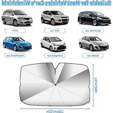 Aesco Ön Cam Için Araç Güneş Koruması, Geliştirilmiş Katlanabilir Güneş Şemsiyesi, Ön Cam, Uv Koruması, 360° Dönebilir, Bükülebilir Şaft, Arabanızı Çiziklerden Koruyun 132 x 73 cm (52 x 29 Inç)