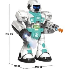 Aesco Oyuncak Buhar Atan Uzaktan Kumandalı Savaşçı Robot Sesli Işıklı Müzikli Dans Eden 2 Adet Yapışkanlı Mermi Atan Akıllı Robot (Mavi)