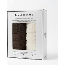 Qua Home Senza Saçaklı %100 Pamuk 2li Yüz Havlusu Kahve Ekru Kutu 50X80 cm