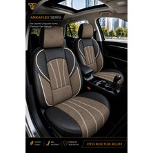 Trobus Fiat Egea Sedan 2014+ Uyumlu Ankaflex Bel Destekli Keten Deri Kahve Siyah Koltuk Kılıfı