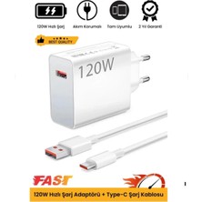 Azurtech 120W Turbo Ultra Hızlı Akım Korumalı  Şarj Aleti Usb- Type-C Kablo ve Adaptör Şarj Seti