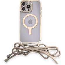 TKÇ Mey Ithalat®  iPhone 13 Pro Kılıf Divo Lazer Askılı Magsafe Kapak - Gold
