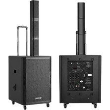MarkEntegra Shile Sl-7 2 El Mikrofonlu Kumandalı Usb+Sd+Bluetooth Seyyar Profesyonel Taşınabilir Sütun Tipi Ses Sistemi
