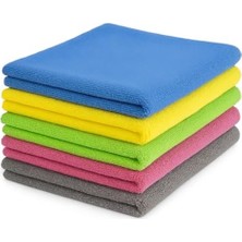 Aesco Mikrofiber Temizlik Bezi 5’li Set, Ultra Emici ve Yumuşak, Iz Bırakmayan, Islak ve Kuru Kullanım, Makinede Yıkanabilir, Renkli Set Kırmızı, Yeşil, Sarı, Mavi, Gri, 40 cm