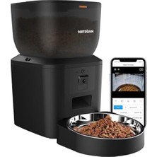 Aesco Haustier QQ029 Kameralı 1080P Gece Görüş Akıllı Kedi Köpek Otomatik Mama Kabı, Tuya App-Wifi Uzaktan Kontrol, Sesle Çağırma, 2.4ghz/5ghz, 4lt Hazne, Metal Kase (Siyah)