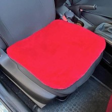 Popüler Sepet Yumuşak Tüylü Peluş Serme Oto Koltuk Koruyucu Minder Ön Tekli Kırmızı