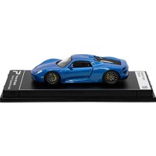 Poster Cars Hyper Car Porsche 918 Spyder Saphire Blue Metallic-League Collection 1/64 Model Araba