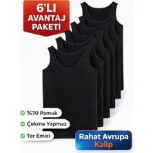 Gizem İç Giyim Siyah Erkek Atlet 6'lı Paket