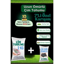 Karaoğlan Tarım Çim Ekim Paketi 7'li Karışım Uzun Ömürlü Basmaya Dayanıklı 4 Mevsim Yeşil Gübreli Set 2 kg