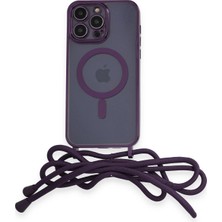 TKÇ Mey Ithalat®  iPhone 13 Pro Kılıf Divo Lazer Askılı Magsafe Kapak - Derin Mor