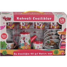 E-Vitrin ATF-996-7A-10A 14 Parça Desenli Metal Çay Set