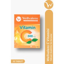 Wellvalens C Vitamini 500 mg 30 Tablet Günlük Kullanım İçin Dengeli Formül