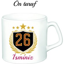 Kreax Kişiye Özel Galatasaray Taraftar Temalı Beyaz Afilli Kupa Bardak 26.Şampiyonluk