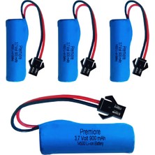 Premiore 4 Adet 3.7V 900 Mah 14500 Li-Ion Oyuncak Araba Pili | Siyah Soket | Şarjlı Lityum Pil