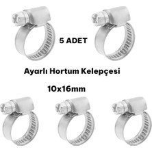 CevHerS 10X16MM Paslanmaz Çelik Hortum Boru Tesisat Kelepçesi 5 Adet