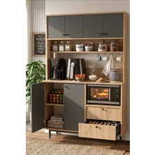 Yurudesign Royce Serisi Çok Amaçlı Kahve Köşesi Mutfak Dolabı Suntalam Malzeme 1200x355x1800 mm RE5-SA
